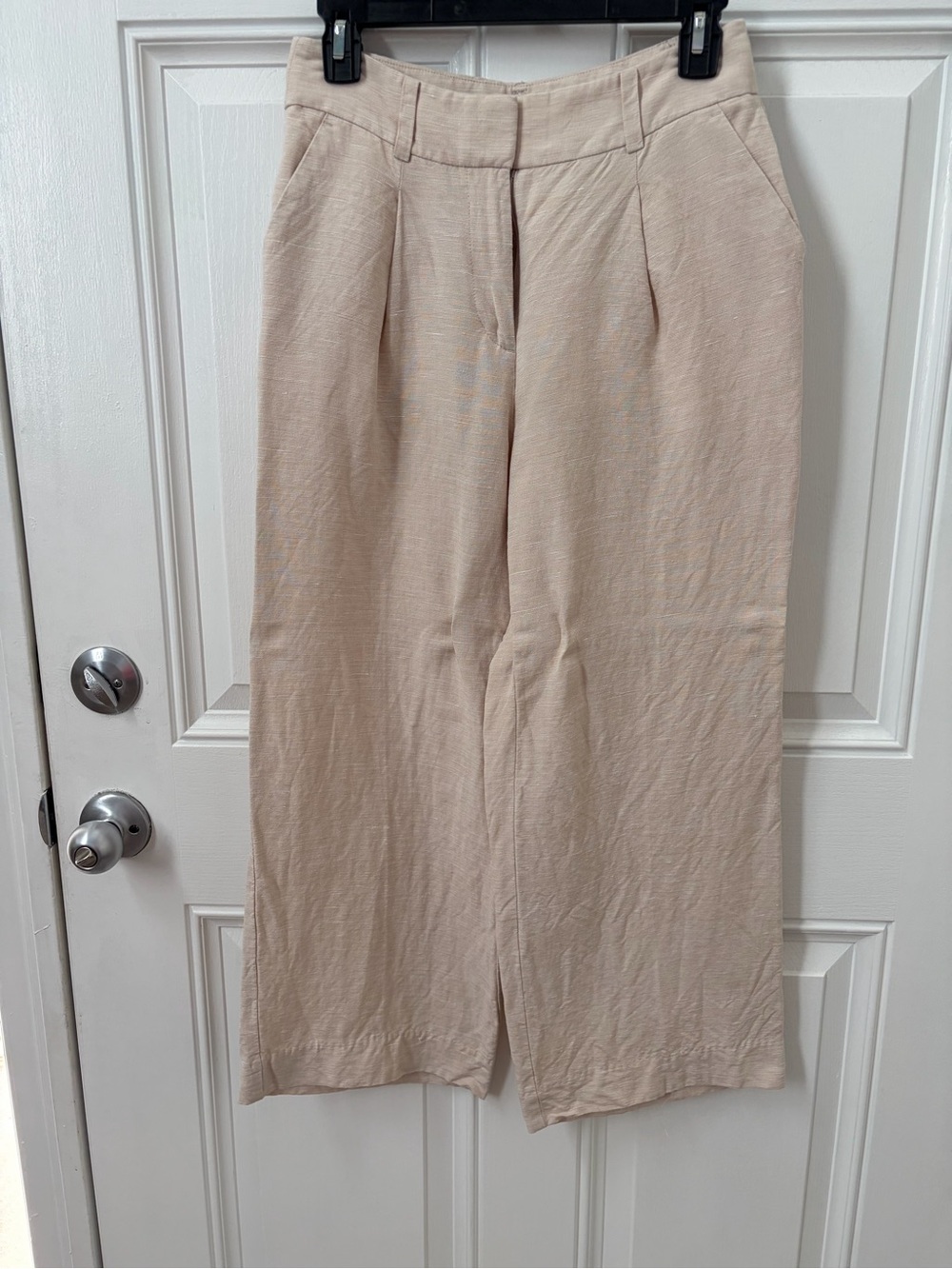 LOFT Beige Peyton Trouser Petite Wide-Leg Pants